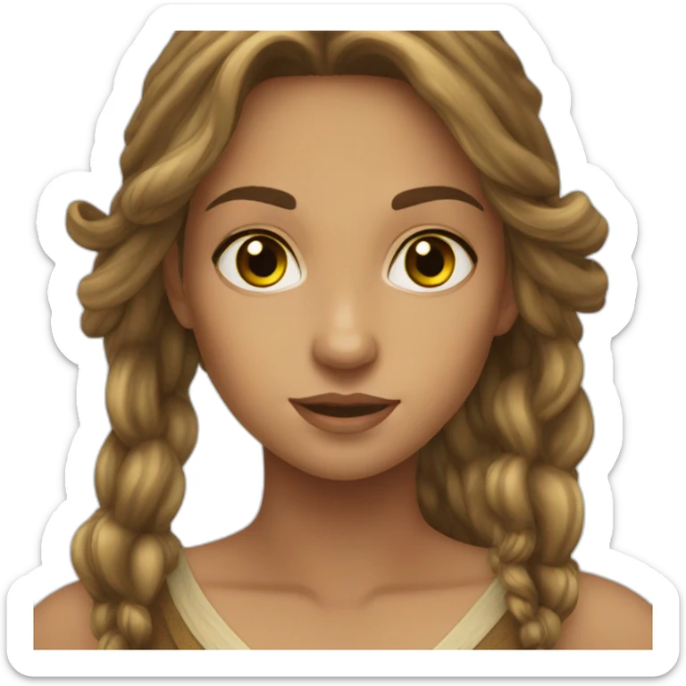 pirate woman long brown hair golden eyes tan skin sticker
