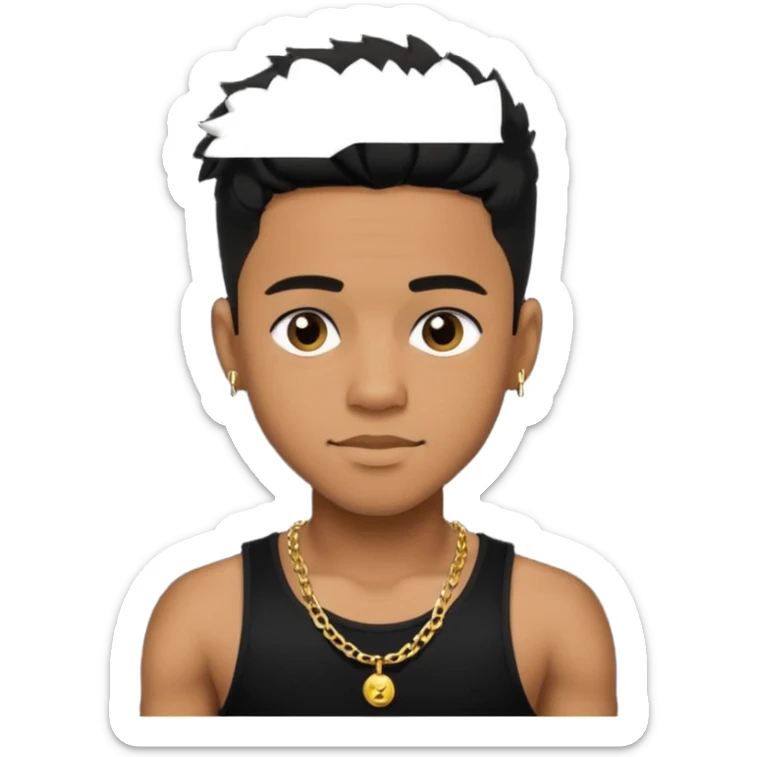 Lil Fizz medium dark skin, black hair, black tank top with necklace sticker
