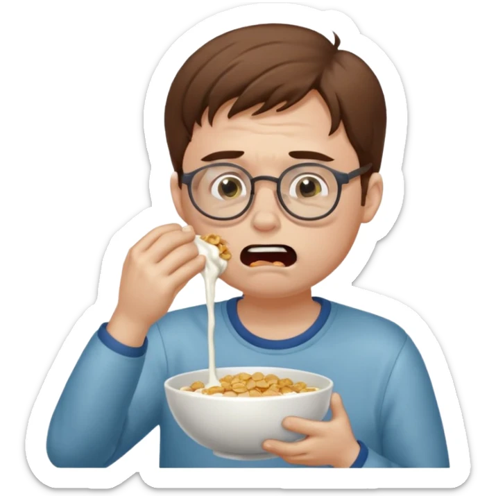 Vomit cereal milk vomit sexy vomit crying man vomit brown hair glasses  sticker