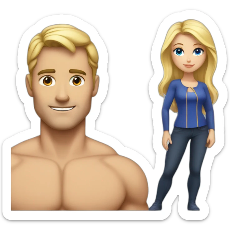 Couple avec un homme noir musclé et une femme blonde aux yeux bleus sticker