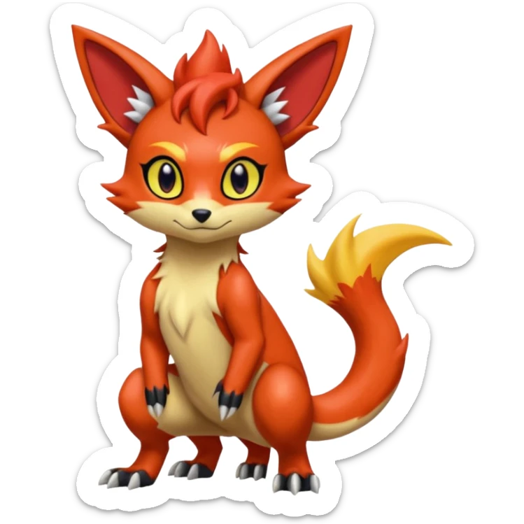 Torracat-Amaura-Salandit-Fennekin-Fakémon-Digimon-fusion (full body) sticker