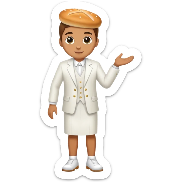 a piece of the bread they serve at church for communion animated as a person going clubbing and looking cool sticker
