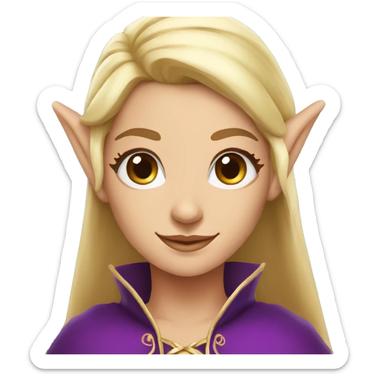 Noble female Elf with Elf ears and blonde hair and purple robes sticker