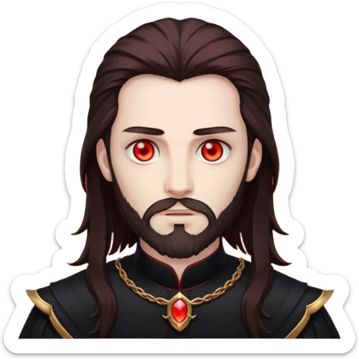 Evil, shadowie Male lord with Red glowing eyes and Long darkBrown Hair and chin beard sticker