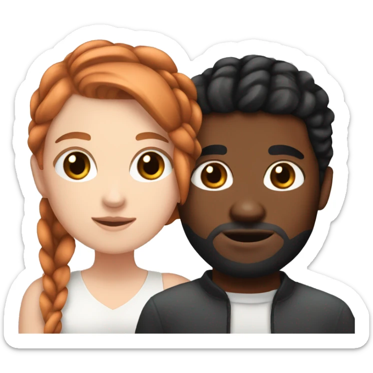 White girl with copper hair and her black boyfriend with French braids  sticker