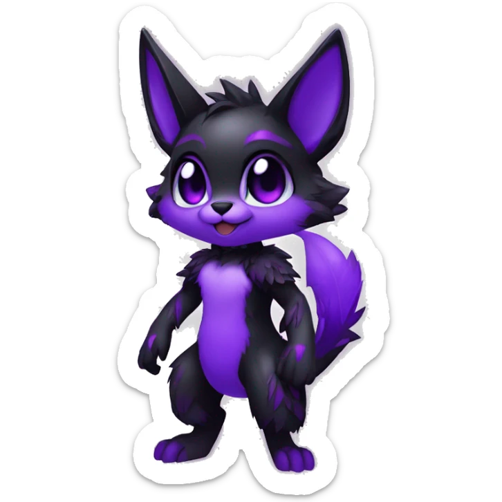 Anthro-Edgy-Cool-Black-Purple-Contrast-Colors-Fantasy-Fur-Sona-Chibi-Shiny-Fakémon-Hybrid full body sticker