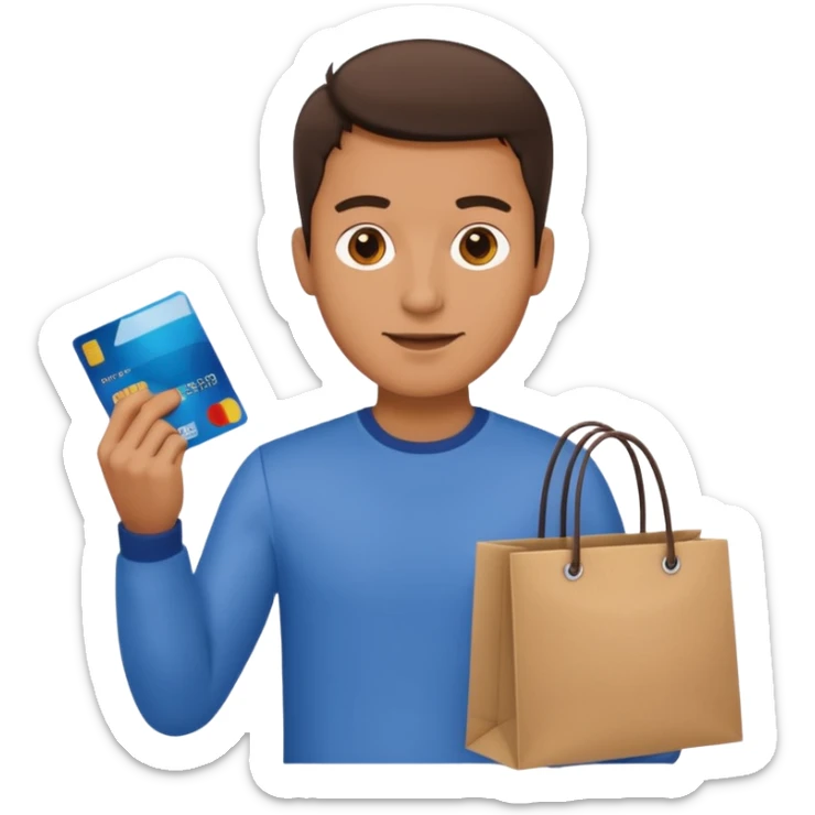emoji of a man with a credit card and a shopping bag sticker