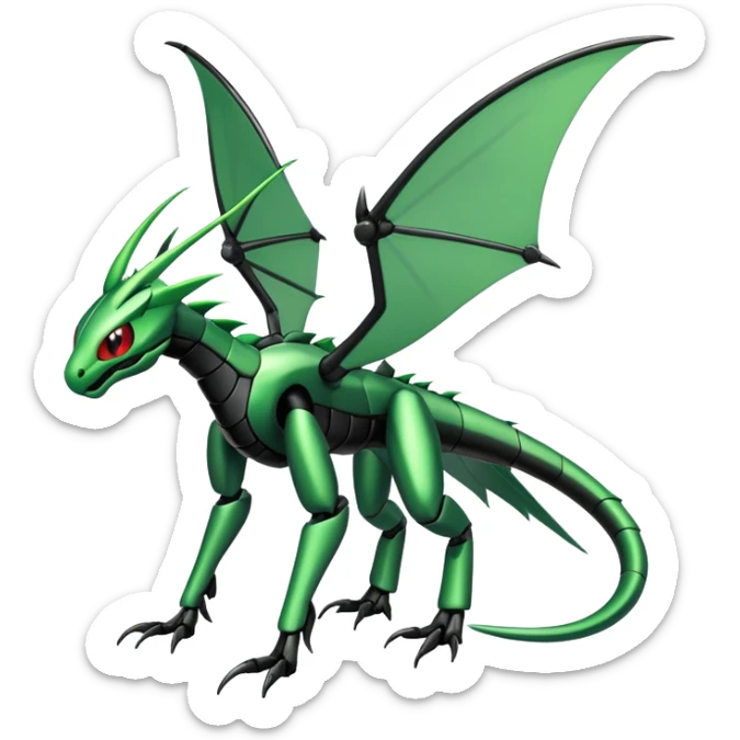Gothic Black Edgy Futuristic Flygon-Scyther-Fakemon-hybrid Full Body sticker
