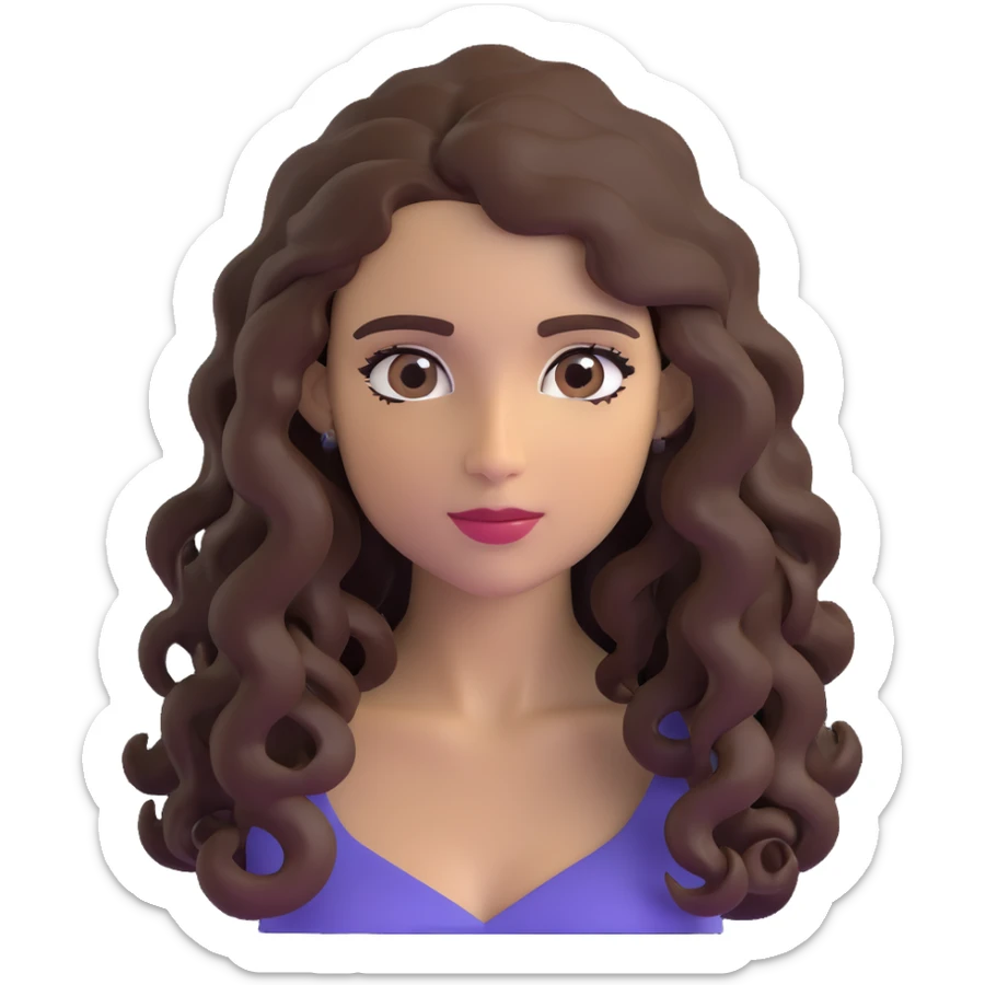 attractive Greek woman with long curly dark brown hair and light skin sticker