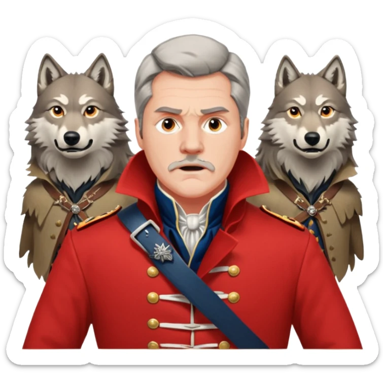 Loyalist Patrick Ferguson at the Revolutionary war Battle of Kings Mountain, with Wolves around him. sticker