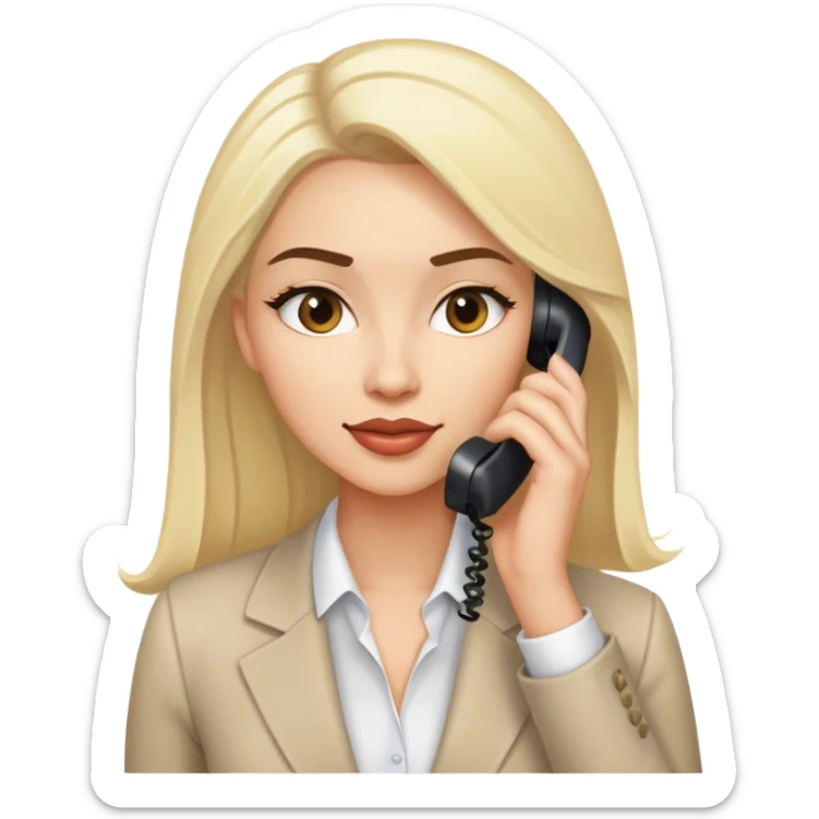 White-ish blonde brunette woman on the phone business oriented kind modern professional productive sticker