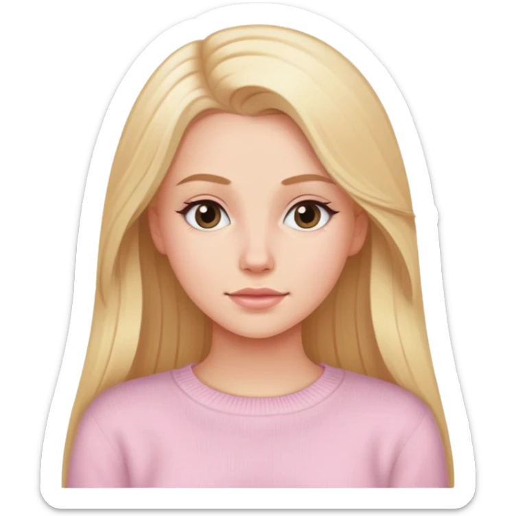 Beautiful white girl with long blonde hair wearing light pink sweater  sticker