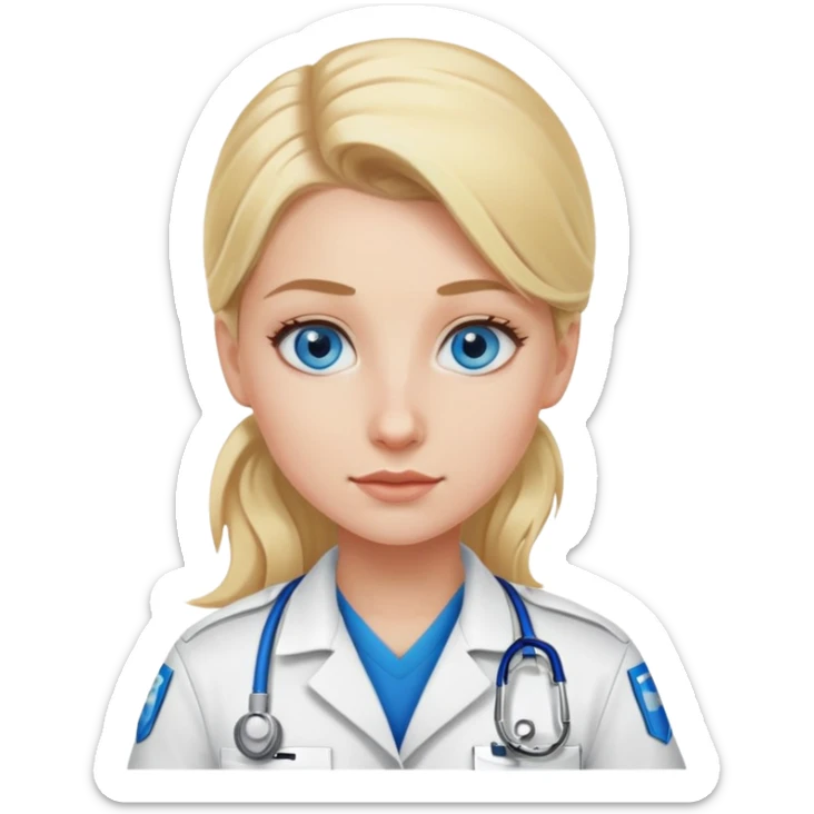 Paramedic girl with blonde hair done up and blue eyes sticker