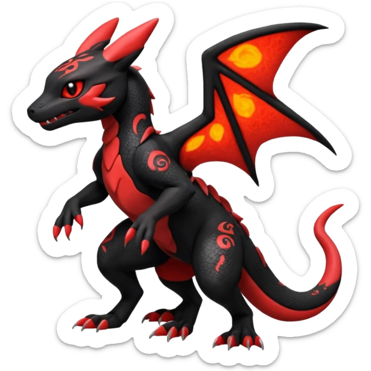 Exotic Volcanic Guilmon-Salandit-Umbreon-Fakémon-hybrid-creature (full body)  sticker