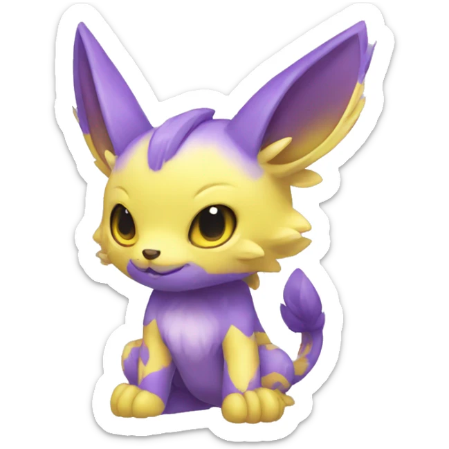 Cute cool purple yellow animal hybrid Fakemon full body sticker