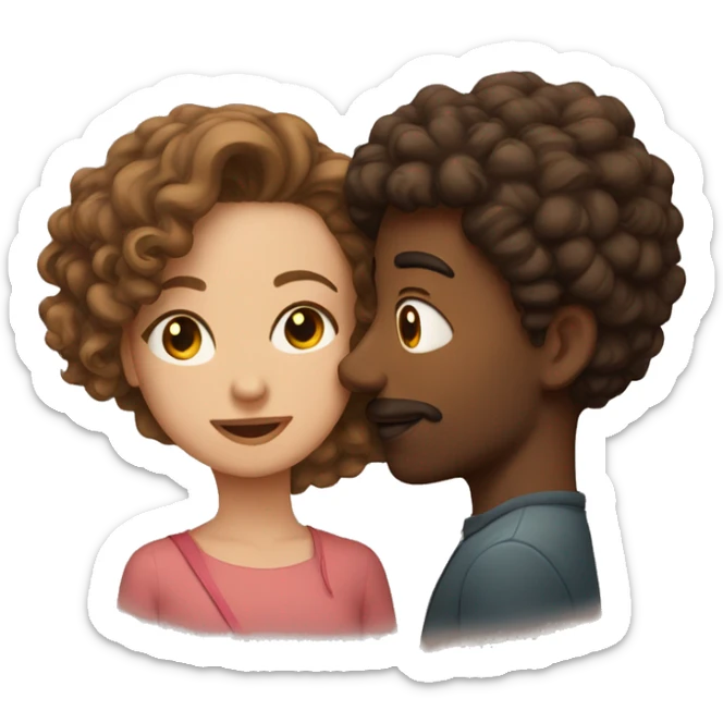 man 30 years old with slightly curly hair kisses girl with brown hair sticker