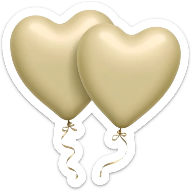 Balloons of pale beige and pale olive in the shape of hearts sticker