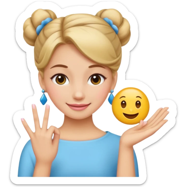 Emoji qui sourire avec un doigt d’honneur et un noeud dans les cheveux ils faut que se soit girly sticker