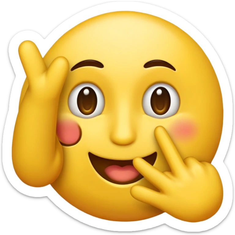 Emetionsloser gelber runder emoji der zeige finger an der stirn hat sticker