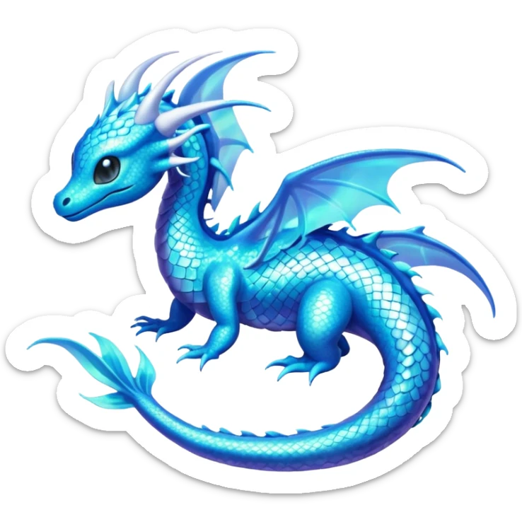 Shiny Sparkly Iridescent Bioluminescent Glowing Lumineon-Dragonair-Fakémon-hybrid-creature (full body)  sticker