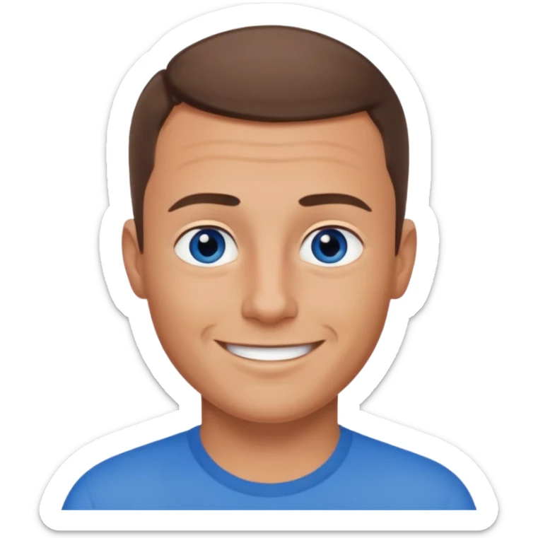 dad with very short shaved brown hair and blue eyes emoji sticker