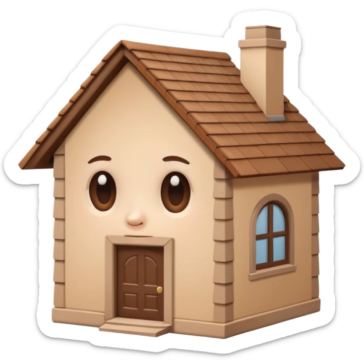 head in the shape of a house, cartoon roof cartoonish looking  sticker