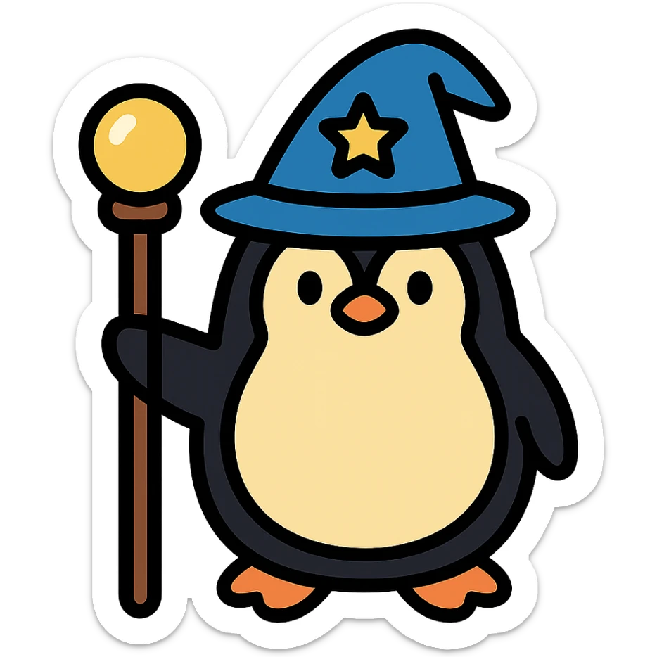 penguin wizard sticker