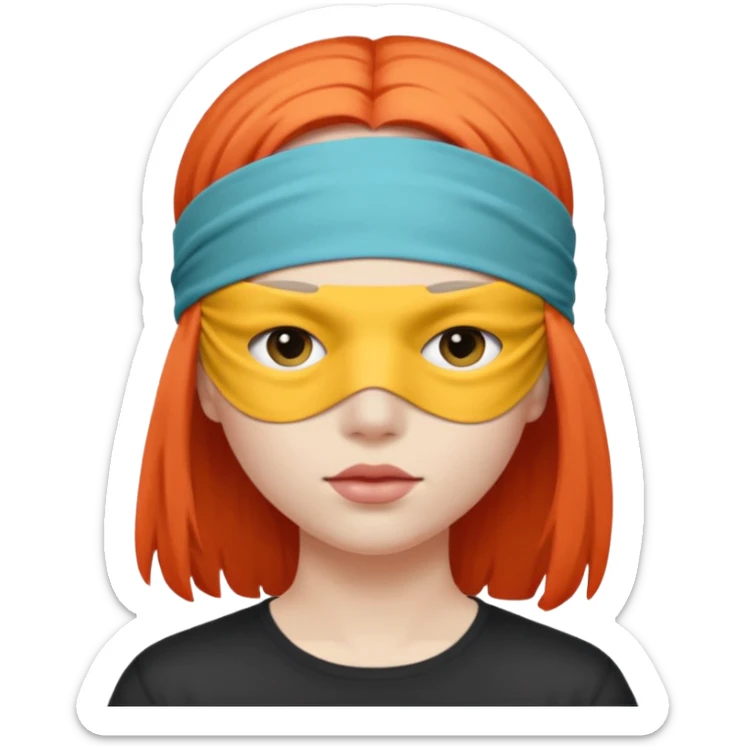 Blindfold person with different colors of hair. No trusting games with people blindfolded behind steering wheel sticker