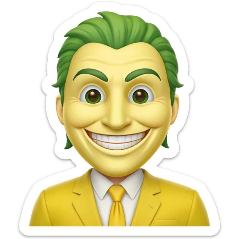 Green faced character with yellow suit and big smile from The Mask movie sticker