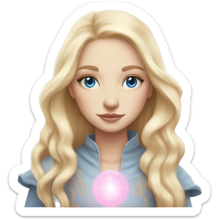 light pink tarot cards magic blonde girl white skin blue eyes  sticker
