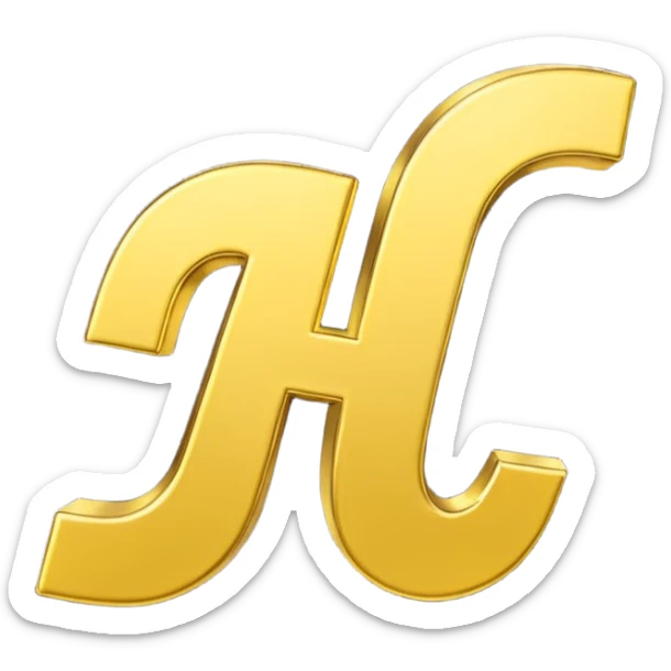 Symbole de currency en or en forme de lettre F précise, seul, 3D, brillant, style emoji simple et lisible sur fond uni. sticker