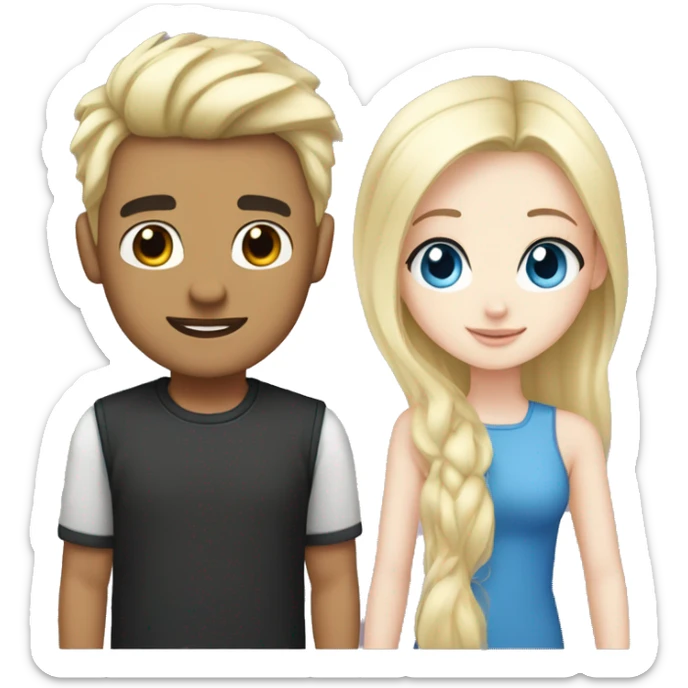 blonde hair and blue eyes girl and black hair with pale skin boyfriend sticker