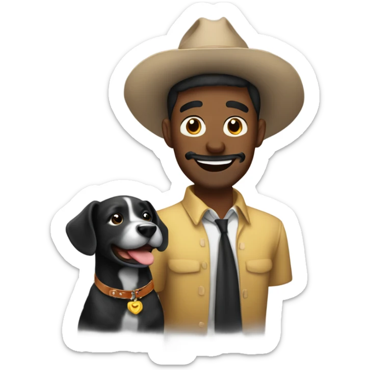 Hombre Moreno con perro negro celebrando su cumpleaños  sticker
