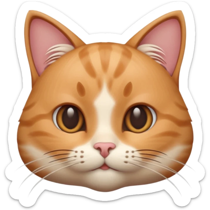 A 3D cartoon close-up of a cat’s face showing detailed whiskers, soft fur texture, warm lighting, shallow depth of field, realistic Memoji-style rendering. sticker