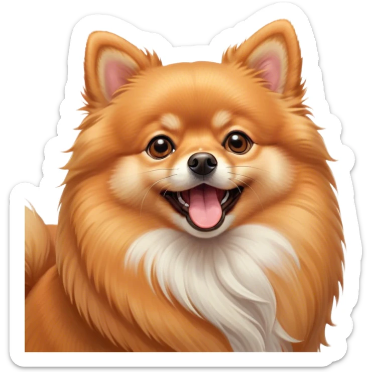 Cinematic Cute Yawning Orange Pomeranian Portrait Emoji, Head tilted slightly with a dramatic, wide-open yawn, showcasing a soft, fluffy orange Fur with a subtle shimmer, floppy ears slightly drooping, round brown eyes barely open in drowsy contentment, Simplified yet irresistibly adorable features, highly detailed, glowing with a soft, cozy glow, high shine, relaxed yet expressive, stylized with a touch of whimsy, bright and endearing, soft glowing outline, capturing the essence of a sleepy yet affectionate companion, so drowsy it feels like it could stretch right out of the screen and curl up for a nap! sticker