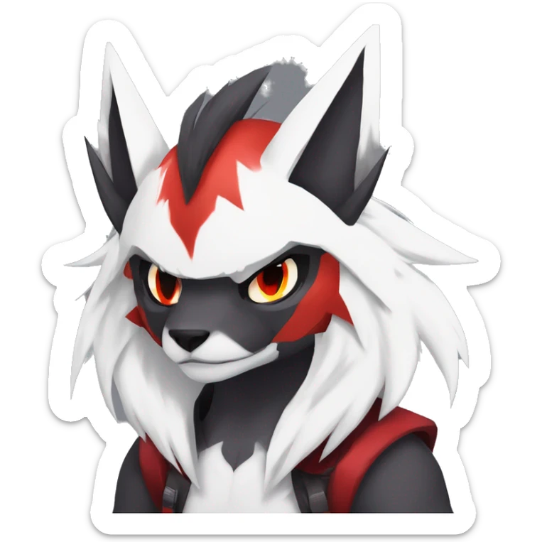 Black Cool Edgy Anthro Zangoose Litten Absol Zoroark Zorua Fakémon  with White and Red Edgy markings sticker