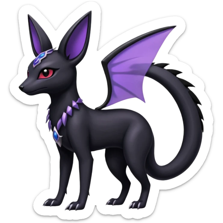 Shiny Dark Edgy Gothic Gloomy Futuristic Salandit-Umbreon-Espeon-Anubis-Hybrid (Full body) sticker