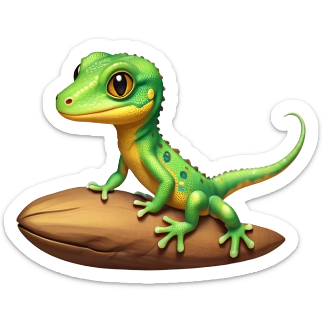 cinematic-cute-realistic gecko-portrait-emoji,-head-tilted-playfully-and-inquisitively,-featuring-a-small,-charming-body-with-smooth,-vividly-patterned-scales,-bright,-sparkling-eyes-and-delicate,-sticky-toe-pads,-simplified-yet-irresistibly-adorable sticker