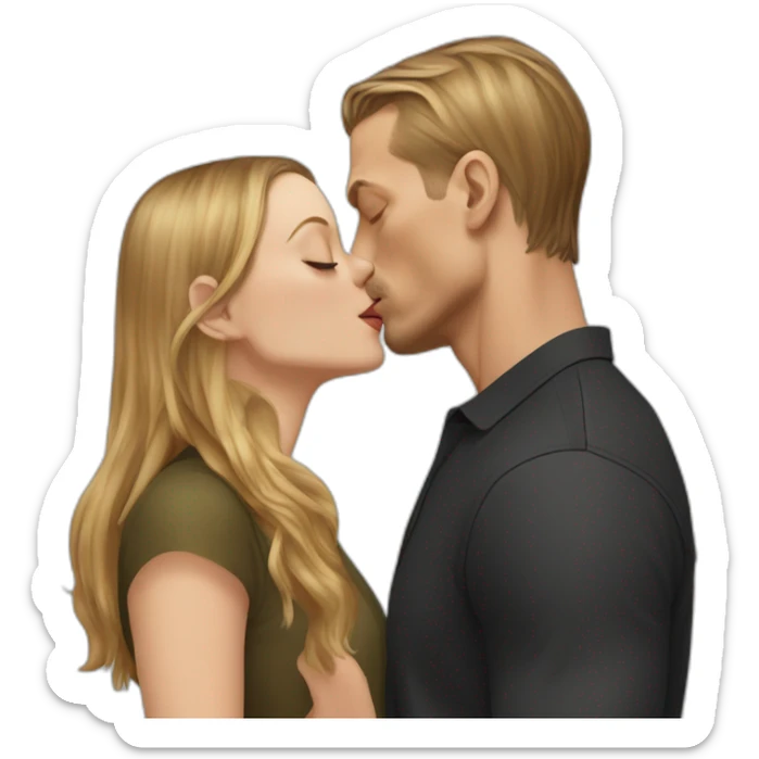Joel Kinnaman kisses a white girl with light brown hair sticker