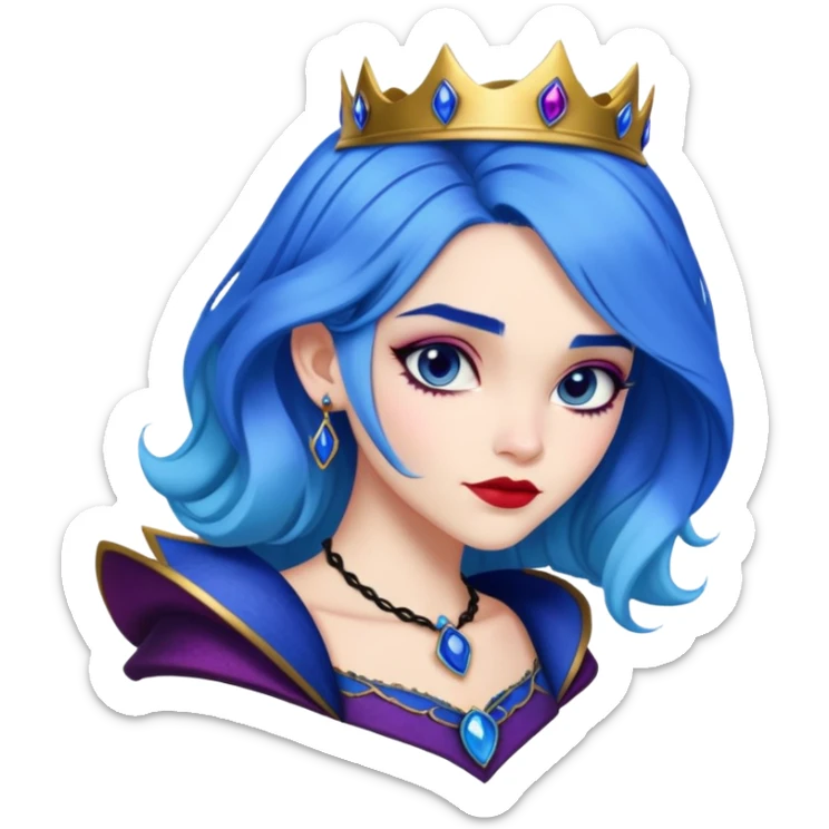 Evie from Descendants, blue hair, fashion-forward outfit, daughter of the Evil Queen sticker