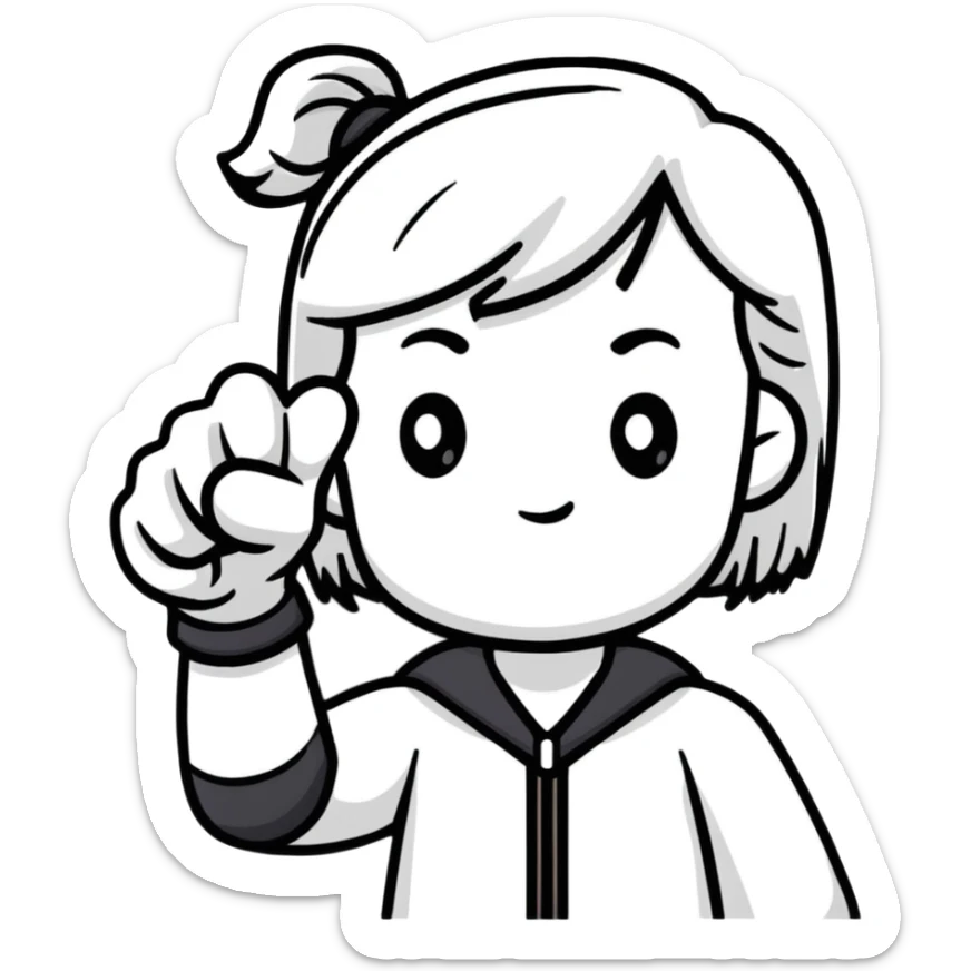 cartoon sticker of a girl showing thumbs down sticker