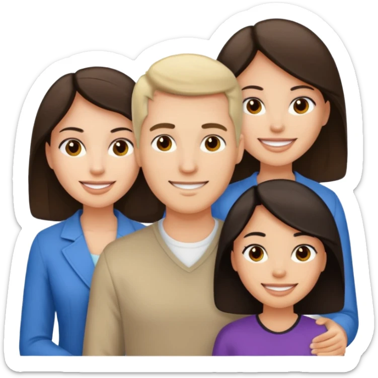 White brunette, American man with two women both are African one is light skin black and one is medium tone black sticker