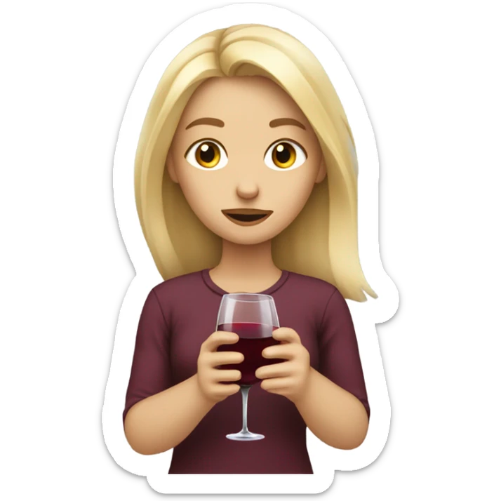 Blonde girl who is crying and holding a glass of wine  sticker