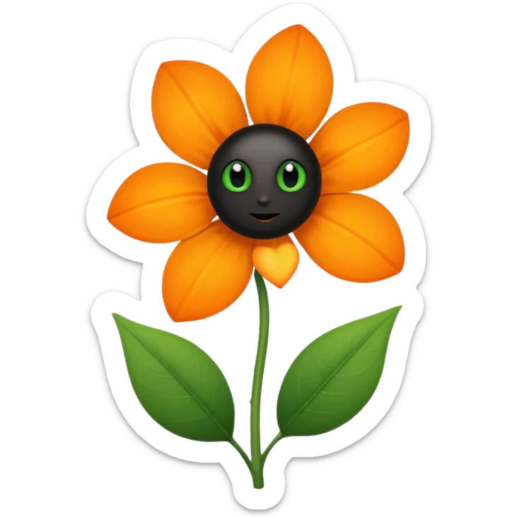 Green stem, white bud with black cartoony face: ;p. And six heart shaped yellowish orange petals sticker