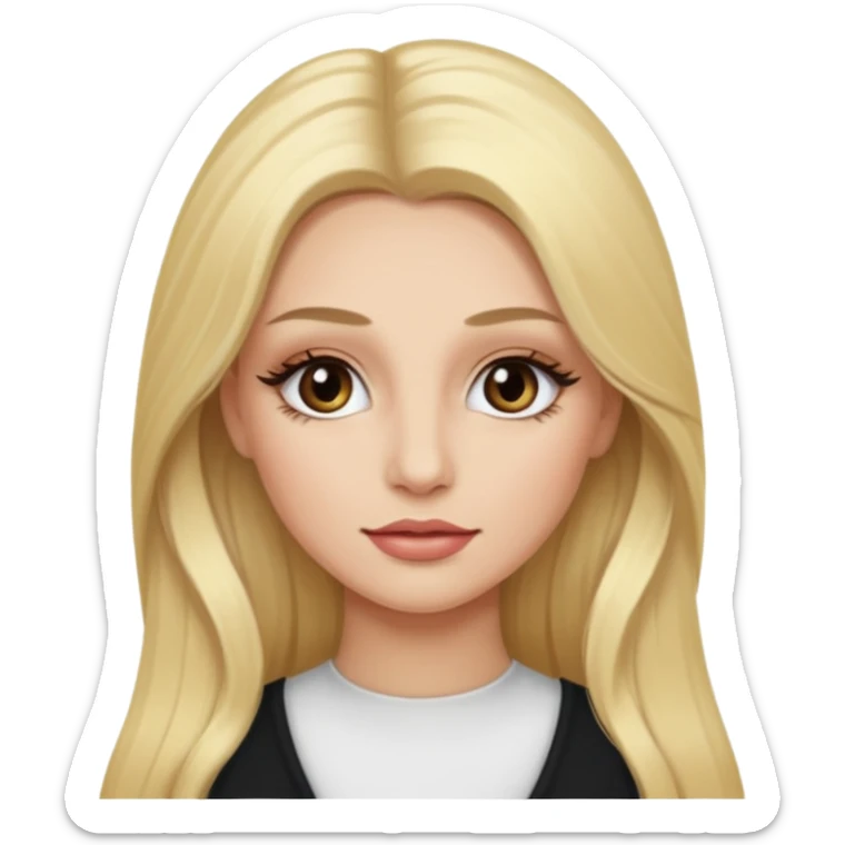 A blonde woman, long hair and long eye lashes, makeup sticker