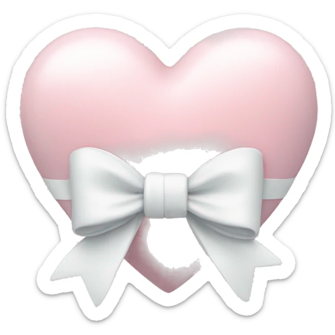 Pastel pink heart with white bow sticker