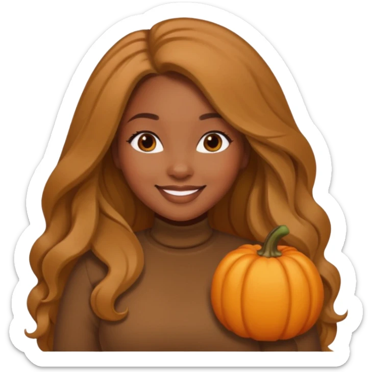 Curvy, NSFW, light brown long hair, pretty black girl wearing fall colors sticker