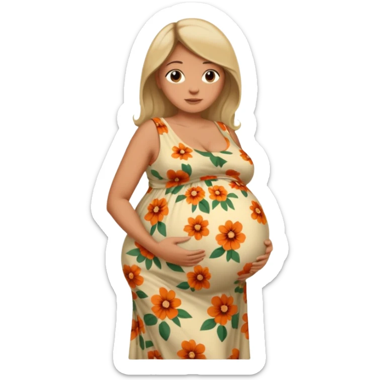 heavily pregnant woman with extremely abnormally huge overdue belly sticker