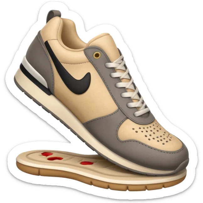3D Apple-style emoji of a foot with a sneaker stepping on the ground, leaving a shoe print.






 sticker