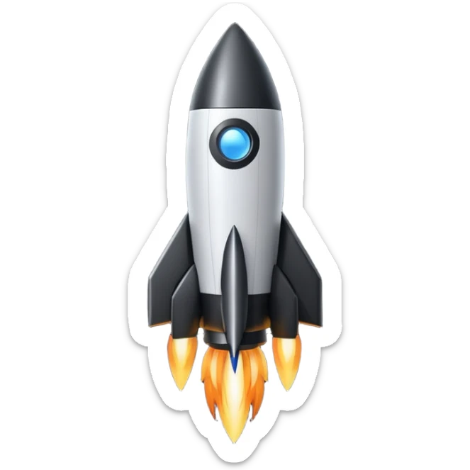 Create an emoji in which it is representing AI logo similarly like the logo of Chat GPT ,Gemini but different completely different and very professional not simple and try to make it in black and white colour . This AI named Vimaan means rocket AI so try to make it in sticker